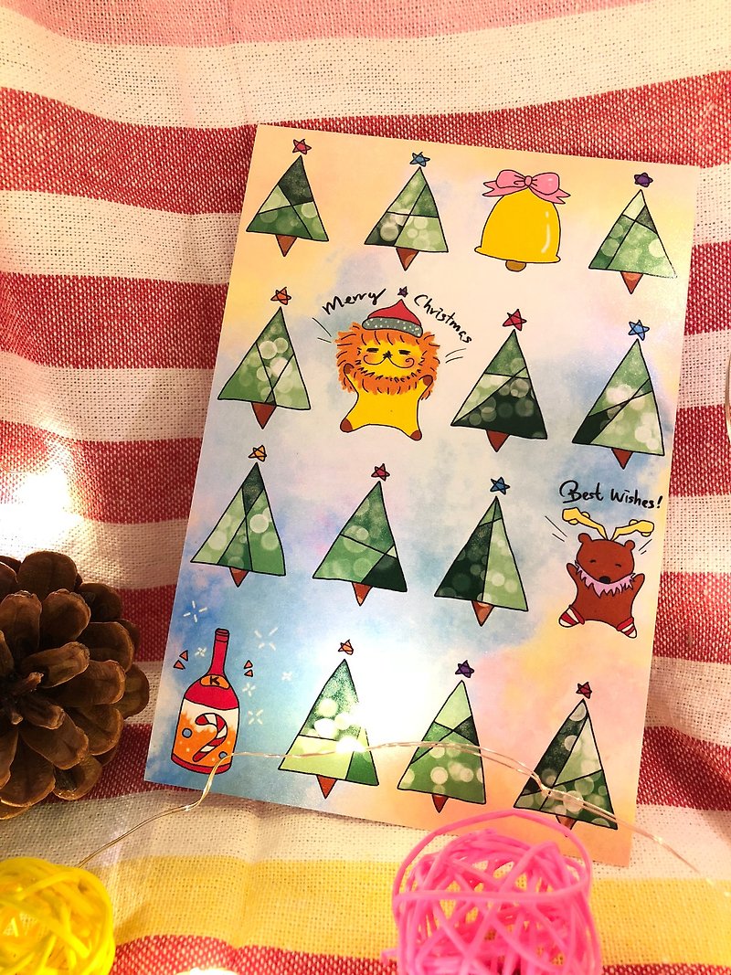 KaaLeo - 圣诞节的几何圣诞树 Christmas Card - 卡片/明信片 - 纸 多色