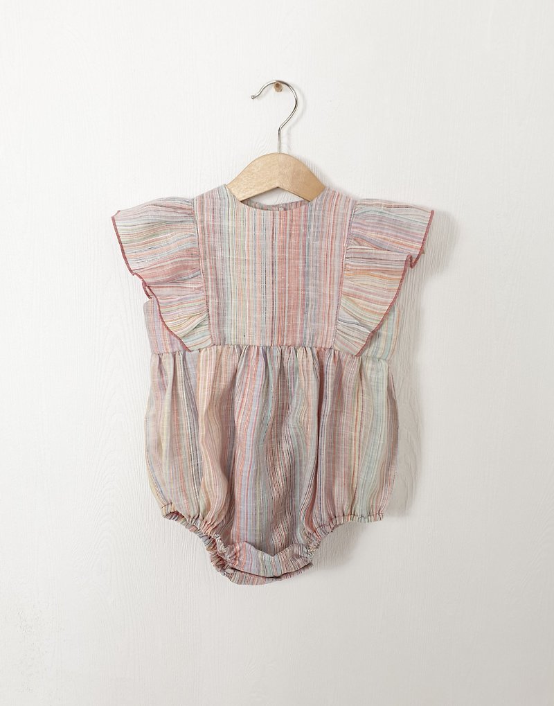 Ruffle linen bodysuit for baby girl, boho baby girl bodysuit, baby girl romper - 包屁衣/连体衣 - 棉．麻 多色
