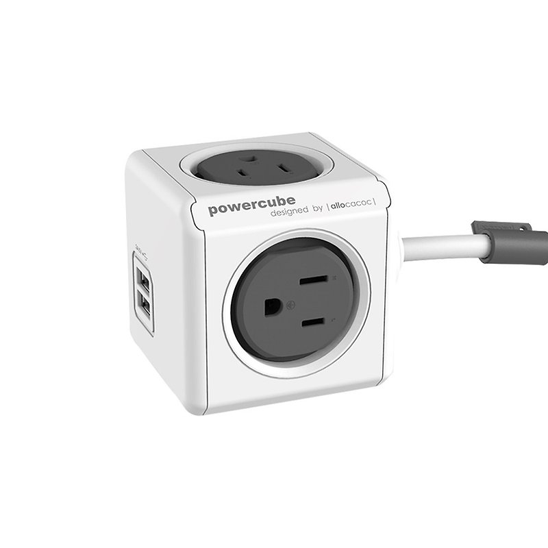 荷兰 allocacoc PowerCube双USB延长线/灰色/线长3米 - 充电宝/传输线 - 塑料 灰色