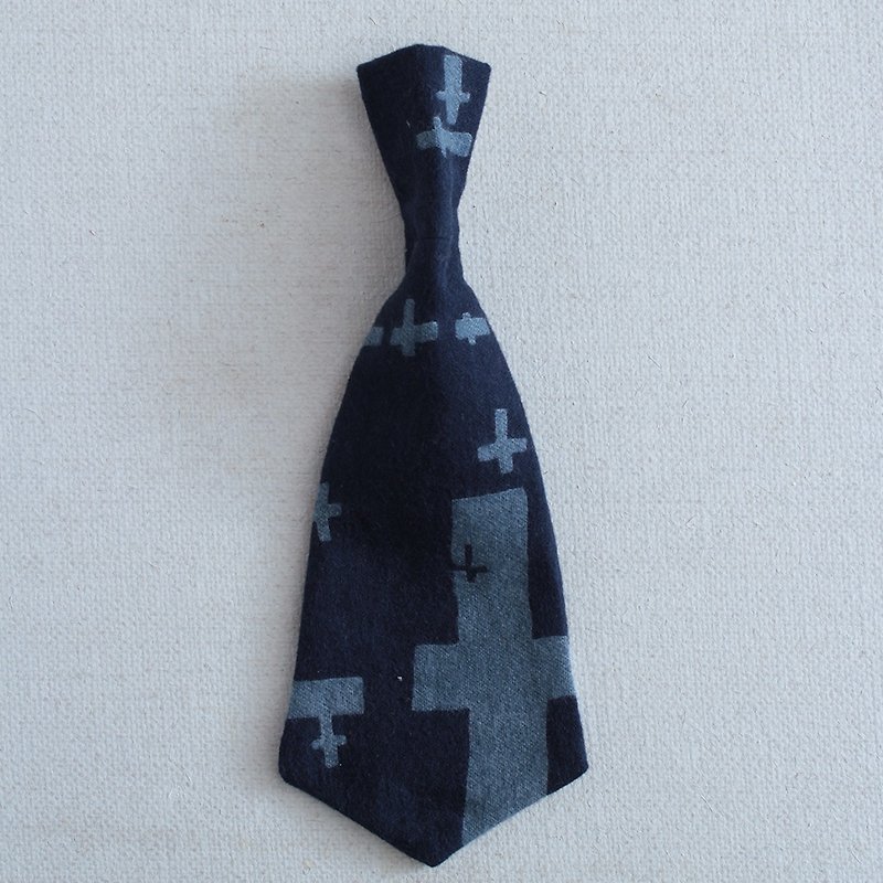 儿童造型领带－深蓝十字 - 领带/领带夹 - 棉．麻 
