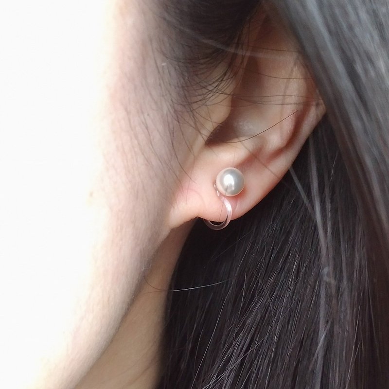 e068-吸引-施华洛世奇珍珠 夹式耳环 - 耳环/耳夹 - 宝石 白色