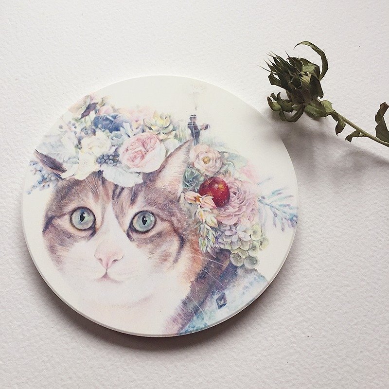 猫咪-陶瓷吸水杯垫 - 杯垫 - 其他材质 