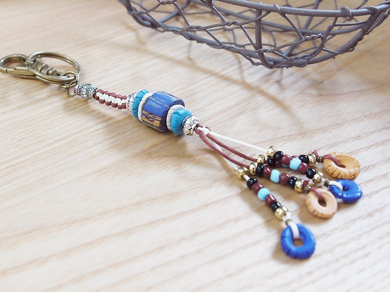 Irigu◇百合琉珠钥匙圈 - 钥匙链/钥匙包 - 其他材质 蓝色