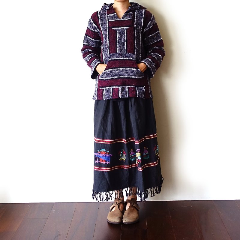 BajuTua/古着/墨西哥传统连帽刷毛上衣 Baja Hoodie -红黑 - 男装针织衫/毛衣 - 聚酯纤维 黑色