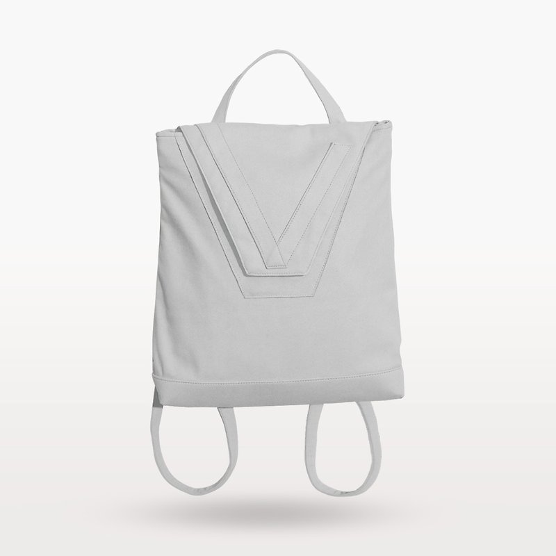 【日常系列】V backpack 两用后背包 全灰 - 后背包/双肩包 - 尼龙 灰色