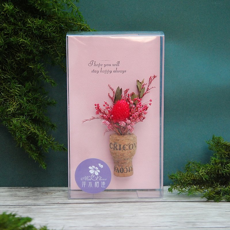 干燥花软木塞磁铁礼盒-红色系 生日礼物 毕业礼物 - 冰箱贴/磁贴 - 植物．花 红色