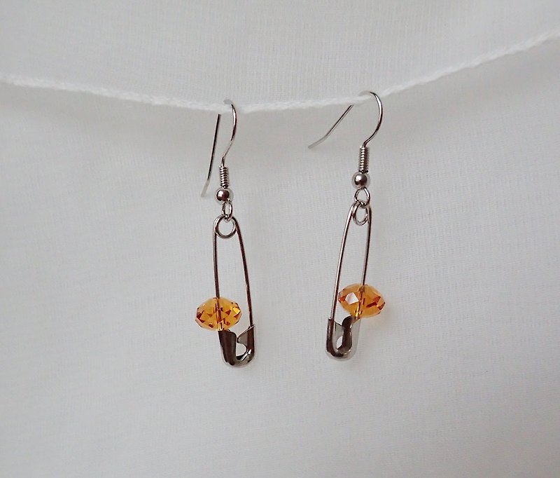 施华洛世奇元素 & 耳勾 耳环 (一对) - 耳环/耳夹 - 玻璃 橘色