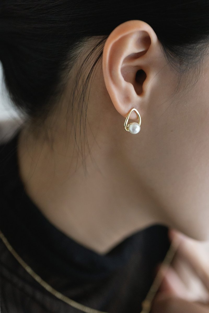 classical 珍珠订制款 古典光泽珍珠耳环 耳夹 - 耳环/耳夹 - 纯银 金色