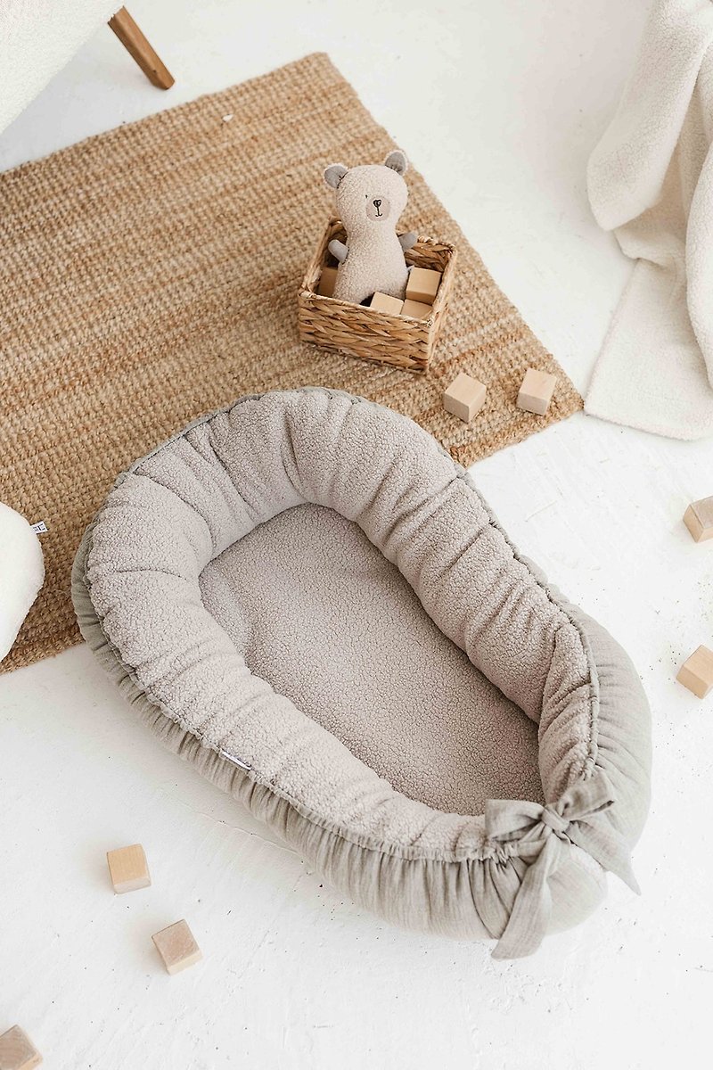 自然色毛绒柔软泰迪熊+平纹细布婴儿窝 - 婴儿床上用品 - 棉．麻 多色