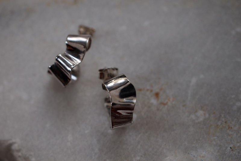 海布耳环 | 耳针耳夹式 - 耳环/耳夹 - 纯银 