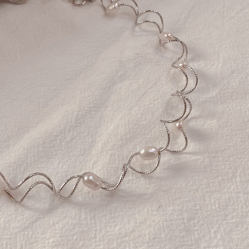 18K白金珍珠颈圈颈链 No.569 | 限量发售 - 项链 - 24k 金 白色