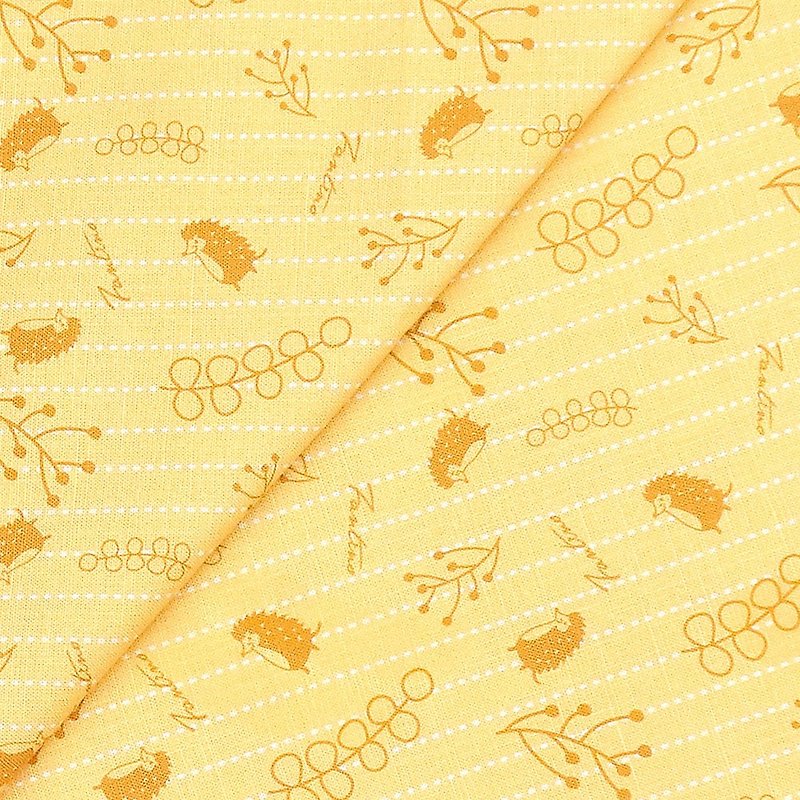 棉麻布料(漂浮森林)起司黄 - 编织/刺绣/羊毛毡/裁缝 - 棉．麻 橘色