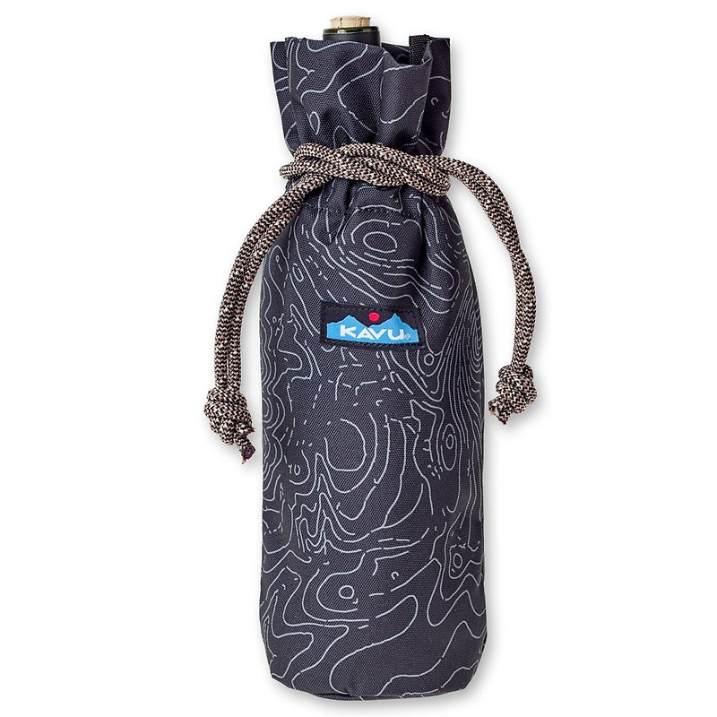 KAVU Napa Sack 休闲拉绳提袋 | 水瓶袋 黑色等高线 #9063 - 野餐垫/露营用品 - 聚酯纤维 