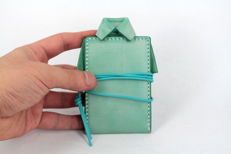 MOOS X WAESOME ORIGAMI 植鞣革人手缝制 证件套 (薄荷绿色) - 皮夹/钱包 - 真皮 绿色