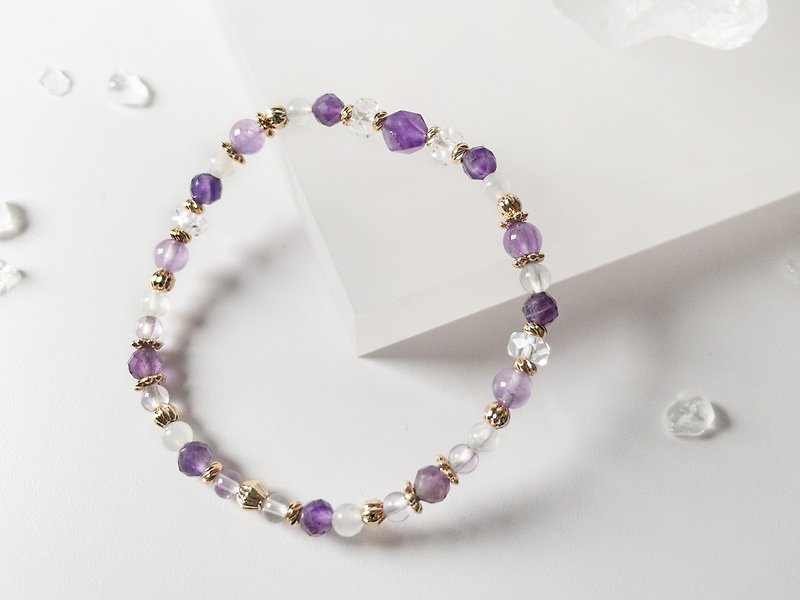 典雅气息－紫水晶 | 月光石 | 白水晶 | 天然石手珠