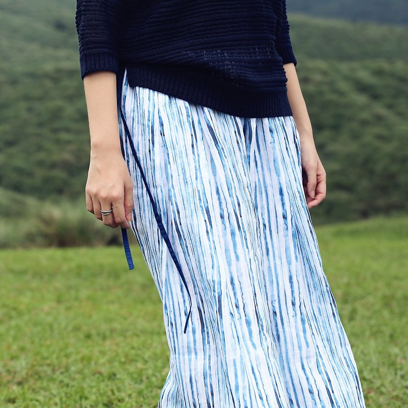 【掷布为衣 流光】高支苎麻靛蓝水纹半裙 原创设计 - 裙子 - 棉．麻 