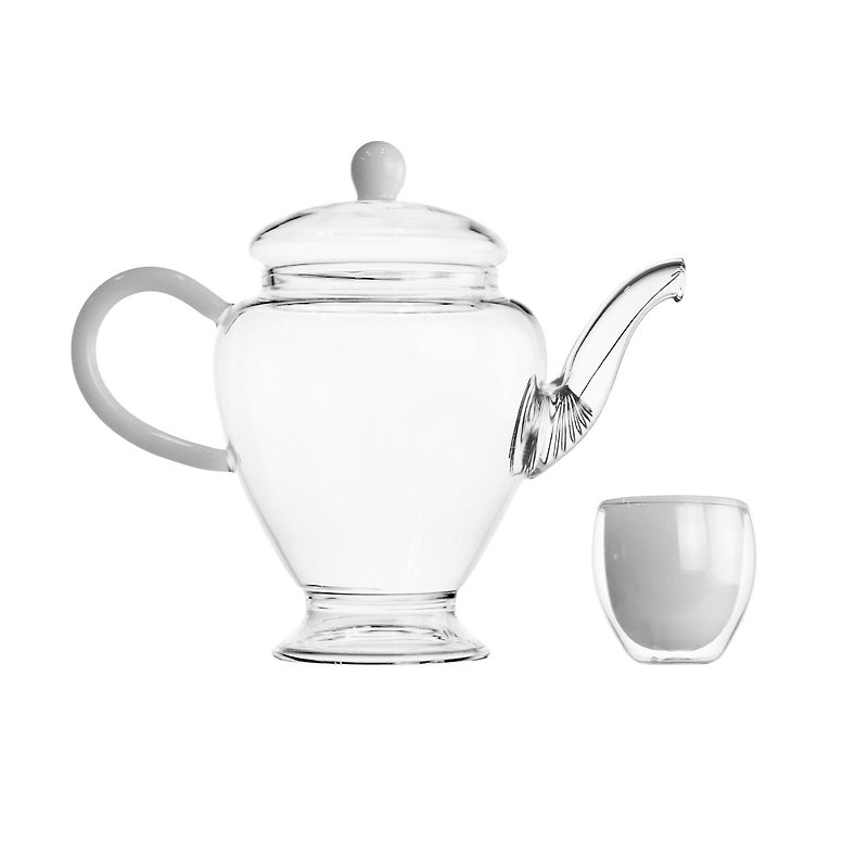 舞色系列 茶组-白玉 - 茶具/茶杯 - 玻璃 白色