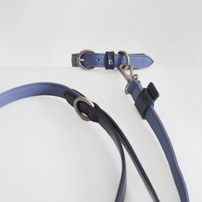 Pastello Dog Collar - Powder Blue - 项圈/牵绳 - 真皮 蓝色