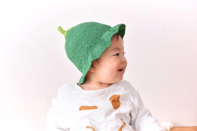 ベビー やさいんニットチューリップハット コットン 新生児 帽子 女の子 男の子 出産祝い 46cm 48cm - 婴儿帽/发带 - 棉．麻 绿色