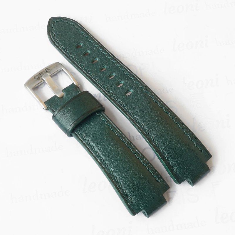 Green Watch Strap for ORIS Aquis, genuine leather - 表带 - 真皮 绿色