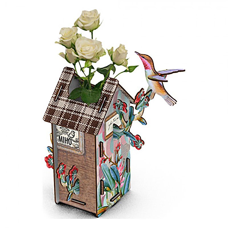 意大利MIHO德国制立体组装木制鸟居造型花器/插花瓶(Vase-130) - 摆饰 - 木头 多色