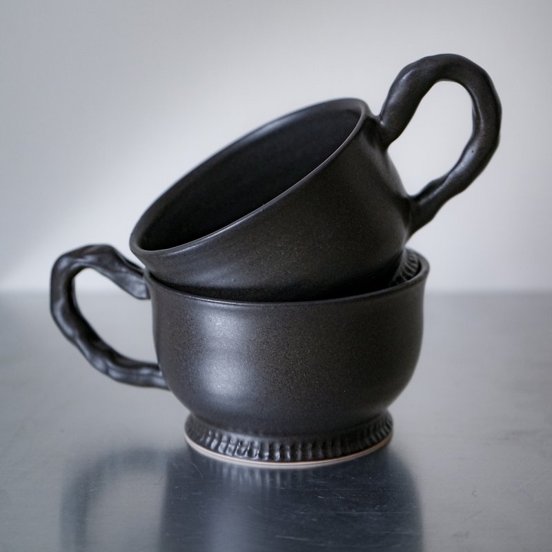 陶瓷 咖啡杯 茶杯 雾黑 Ceramic Tea Cup - 盘子/餐盘/盘架 - 陶 黑色