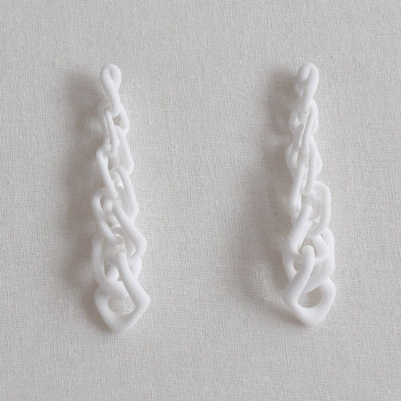 ウィート白ピアス - 耳环/耳夹 - 塑料 白色