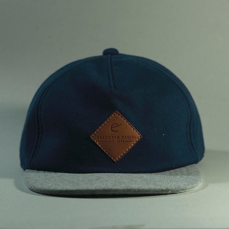 navy and grey Woolen 6panel cap - 帽子 - 纸 蓝色