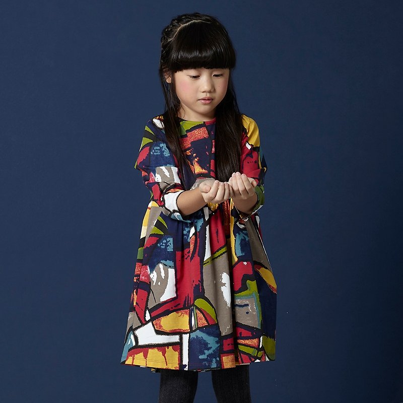 Ángeles-印象印花圆领洋装 (2-6岁) - 其他 - 棉．麻 
