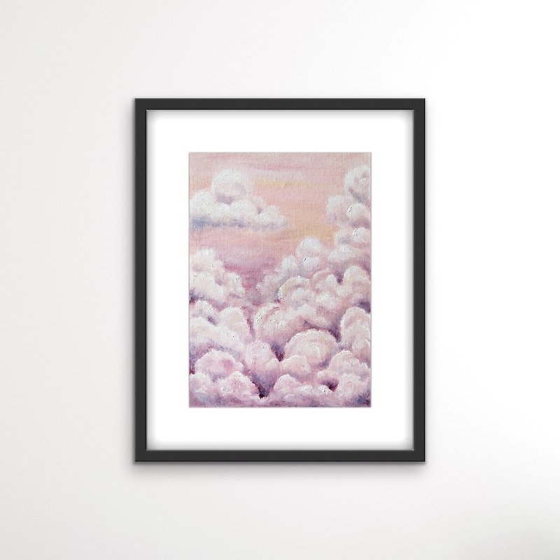 粉红云彩油画 - 云彩天空油画、风景画 - 墙贴/壁贴 - 其他材质 粉红色
