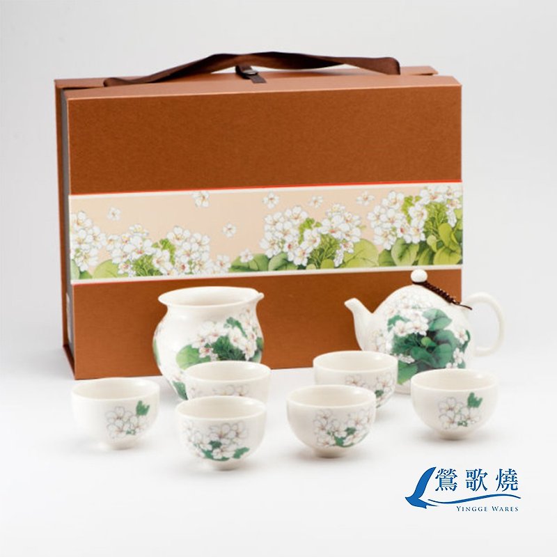 油桐花八件茶具组-20079-0000012 - 茶具/茶杯 - 陶 白色