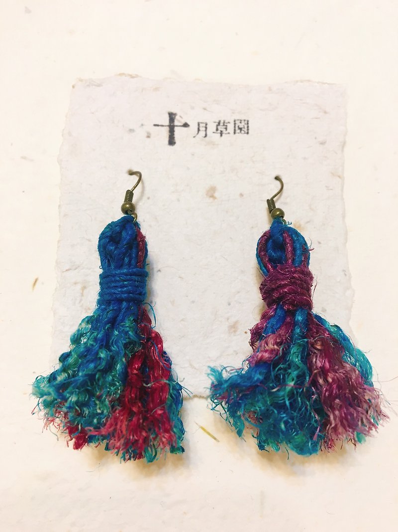 编织蓝紫耳环