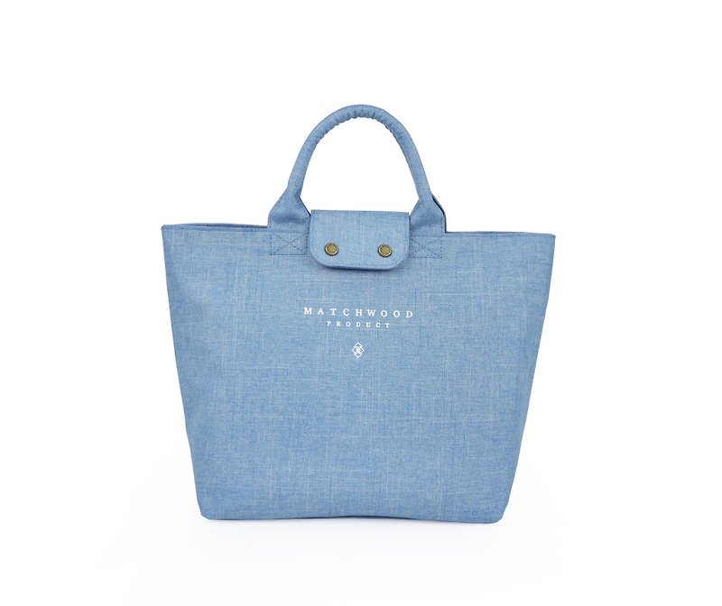 Matchwood vintage tote bag 女孩 小托特包 浅蓝丹 - 手提包/手提袋 - 防水材质 蓝色