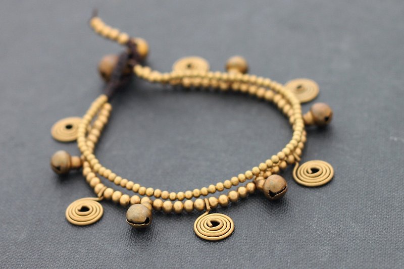 黄铜的魅力手镯电线缠绕吊坠可爱的丁当可爱的嬉皮士 - 手链/手环 - 其他金属 金色