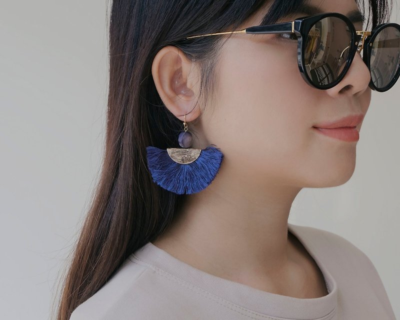 PP island earrings (clip-on / piercing) - 耳环/耳夹 - 其他材质 蓝色