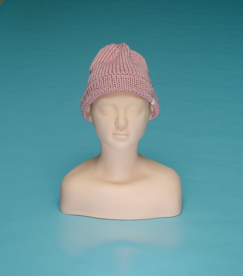 素色 - 浅粉 OTB006 手工编织毛帽 - 帽子 - 棉．麻 粉红色