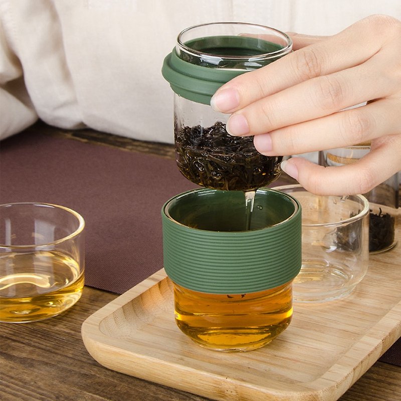 【OMORY】glass旅用茗茶组-(1壶2杯) - 茶具/茶杯 - 玻璃 黑色