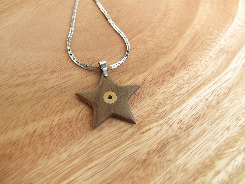 Star 星点 / 原木镶嵌黄铜项链/巴拉圭紫檀 - 项链 - 木头 咖啡色