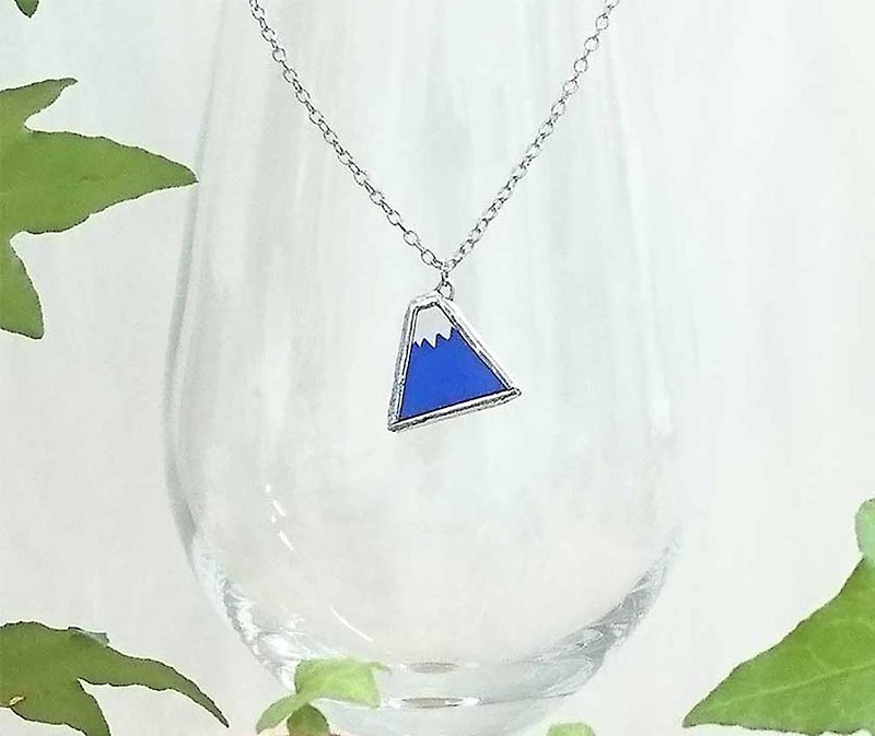 ステンドグラスのネックレス【ころりん富士山】 - 项链 - 玻璃 蓝色