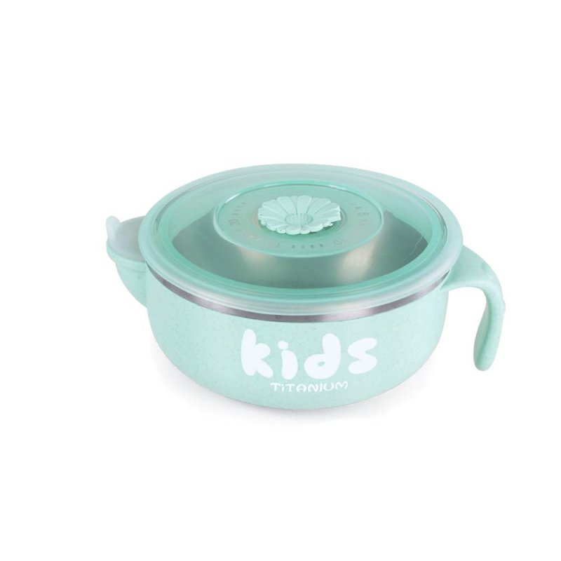 Ti-living 纯钛抗菌儿童注水保温保冷碗 - 绿 - 儿童餐具/餐盘 - 其他材质 绿色