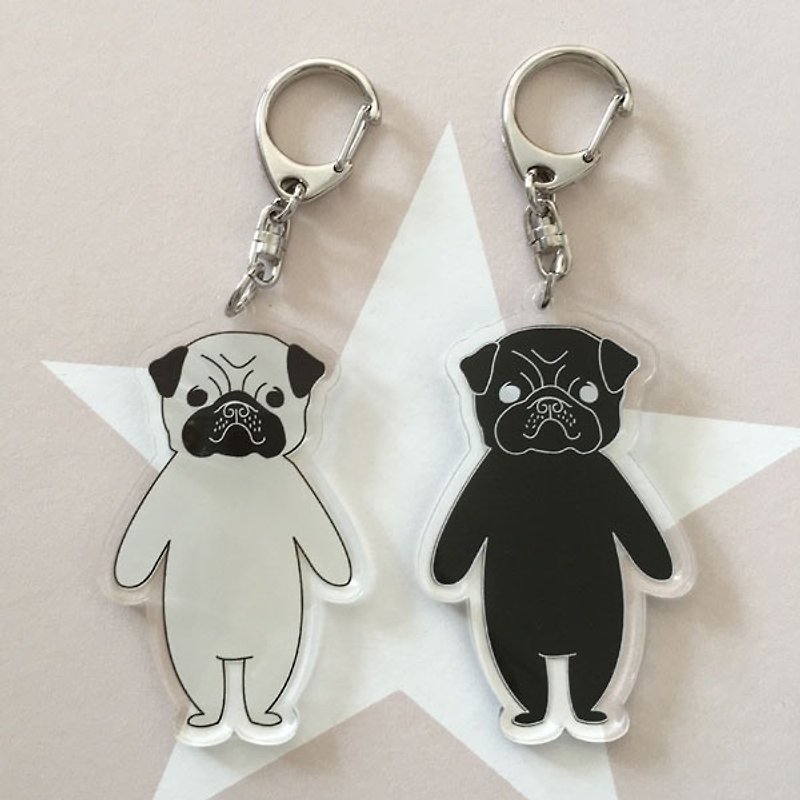 DOG KEY FOG PUG| 　パグ　犬　キーホルダー - 钥匙链/钥匙包 - 塑料 白色