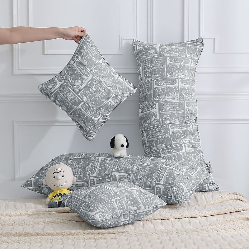 【HOYACASA x 史努比联名】ICE TECH+床边故事冰丝凉感方型抱枕 - 枕头/抱枕 - 环保材料 灰色