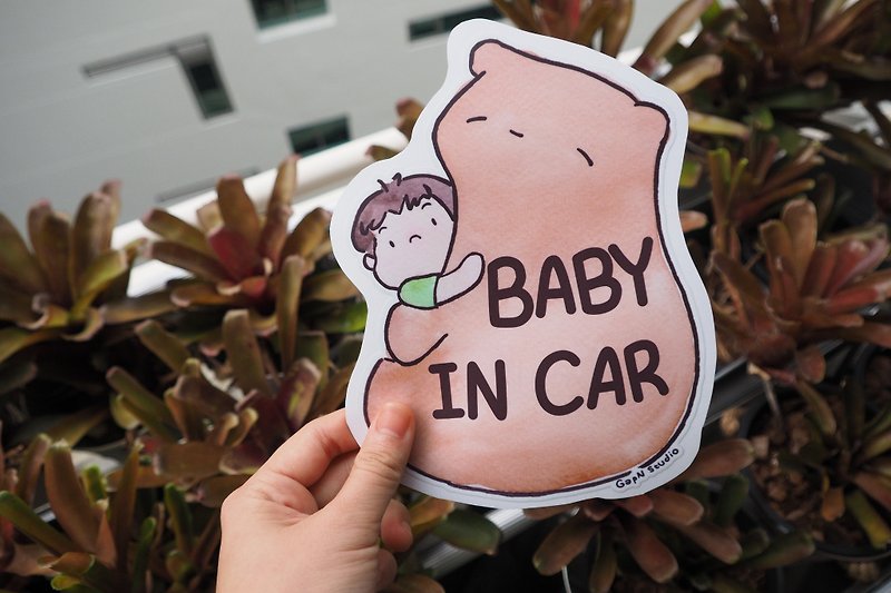 Car Sticker Bear Baby in Car - gapN studio - 贴纸 - 防水材质 咖啡色