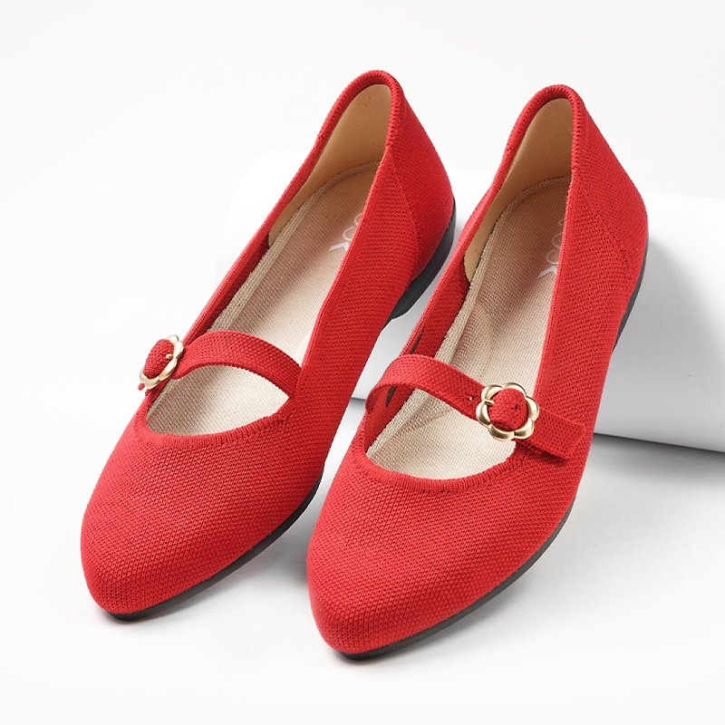 赫本平底鞋 法式红 - 芭蕾鞋/娃娃鞋 - 聚酯纤维 红色