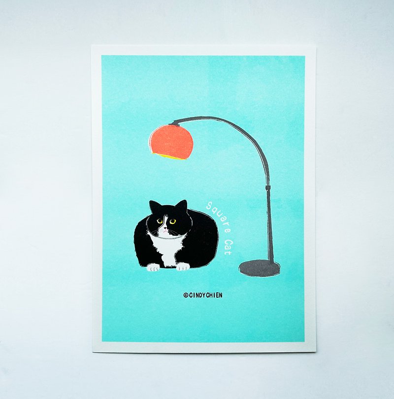 【CINDY CHIEN】欢迎来我家坐坐沙发猫A4海报 - 卡片/明信片 - 纸 