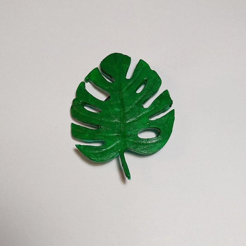FRIDGE MAGNET GREEN MONSTELA LEAF GIFT  DECORATION - 冰箱贴/磁贴 - 粘土 绿色