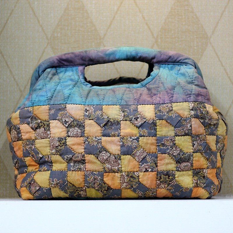 千草色拼布手提布包 ❖ 独家手工缝制包 ❖ - 手提包/手提袋 - 棉．麻 蓝色