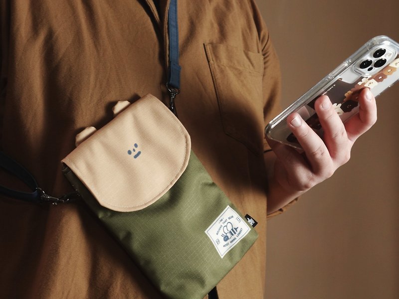 造型随身包 旅行小包 手机包 - 蜂蜜棕熊Shadow - 侧背包/斜挎包 - 防水材质 绿色
