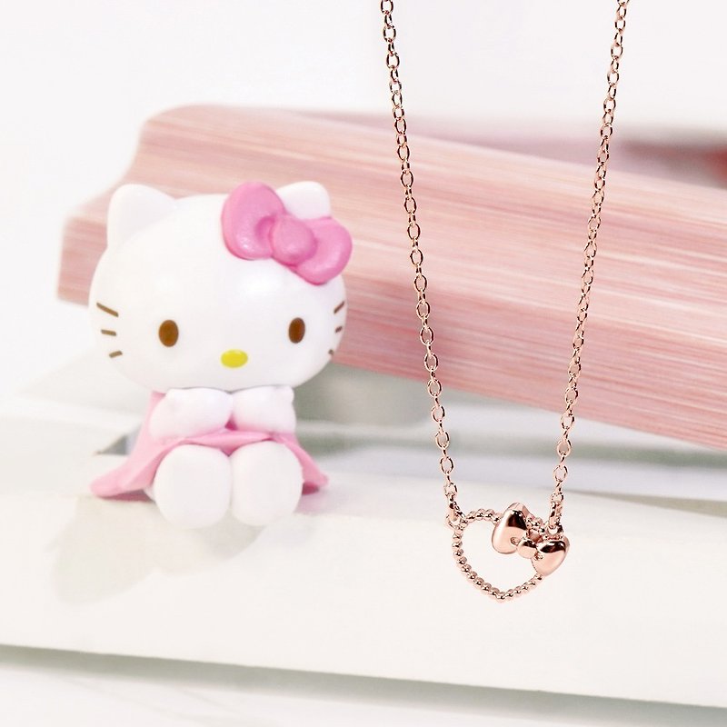 Hello Kitty 50th系列-Future 蝴蝶结纯银项链 - 项链 - 纯银 粉红色