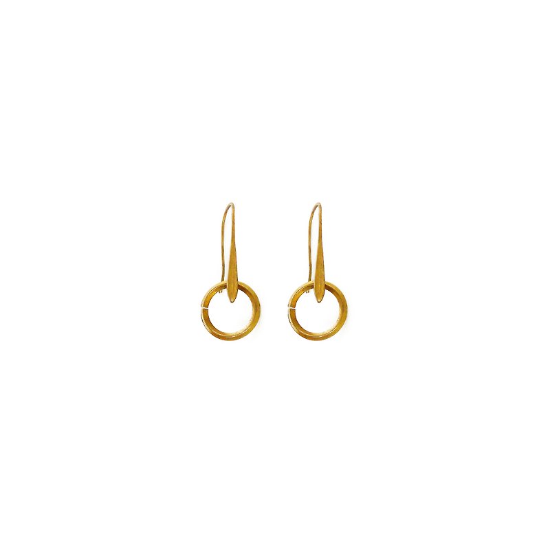 Ficelle |手工制作黄铜天然石手链|【款款】铜话-耳环 - 耳环/耳夹 - 铜/黄铜 